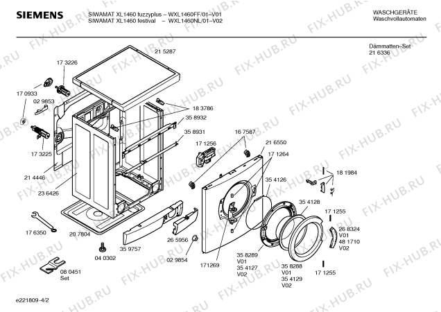 Взрыв-схема стиральной машины Siemens WXL1460FF SIWAMAT XL 1460  fuzzy plus - Схема узла 02