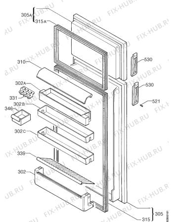 Взрыв-схема холодильника Zanussi ZFD20/7 - Схема узла Door 003