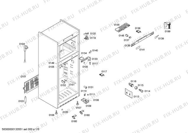 Схема №3 KDN45A00ME с изображением Дверь для холодильной камеры Bosch 00245878