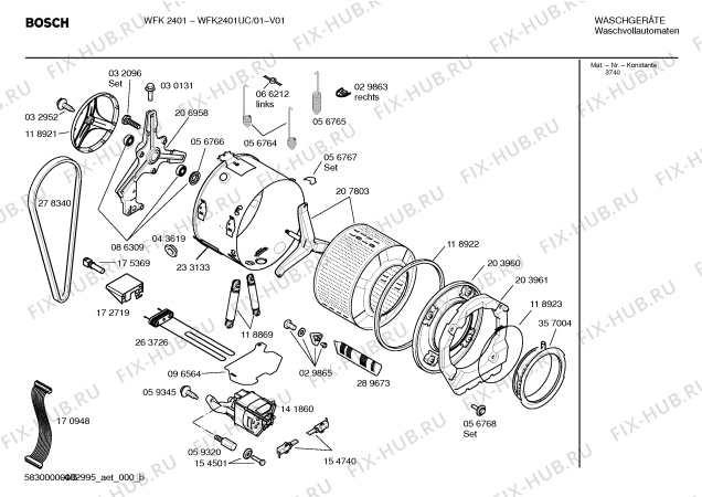 Схема №2 WFK2401UC WFK2401 с изображением Шланг для стиральной машины Bosch 00265769