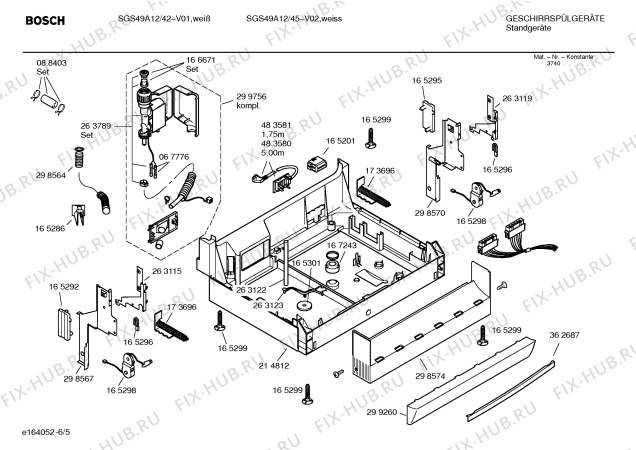 Взрыв-схема посудомоечной машины Bosch SGS49A12 Silence comfort - Схема узла 05