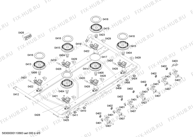 Взрыв-схема плиты (духовки) Bosch HSK43K30EC - Схема узла 04