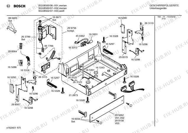 Взрыв-схема посудомоечной машины Bosch SGU8502 Exclusiv - Схема узла 05
