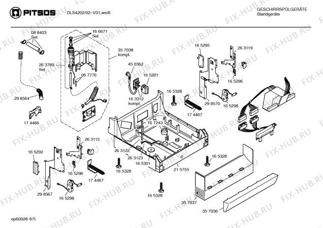 Взрыв-схема посудомоечной машины Pitsos DLS4202 - Схема узла 05