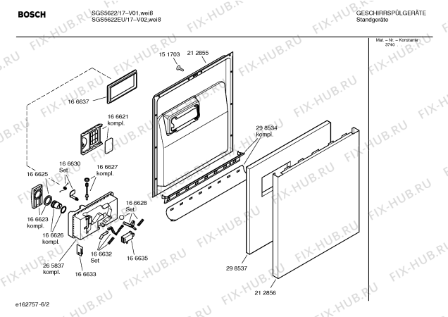 Взрыв-схема посудомоечной машины Bosch SGS5622 - Схема узла 02