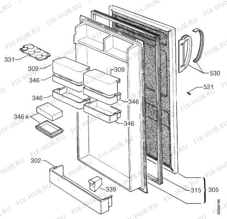 Взрыв-схема холодильника Aeg OEKO S.2373-4KA - Схема узла Door 003