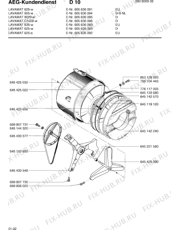 Взрыв-схема стиральной машины Aeg LAV9029 W - Схема узла Tub