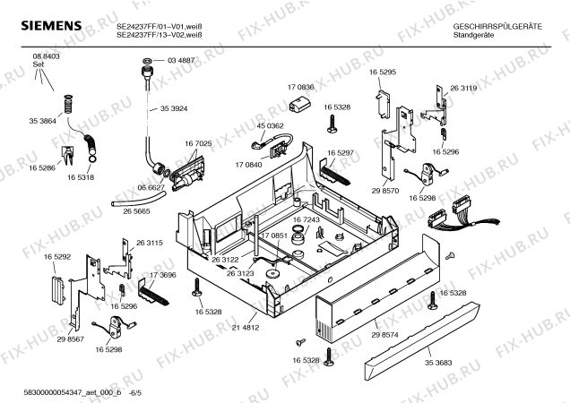 Взрыв-схема посудомоечной машины Siemens SE24237FF - Схема узла 05