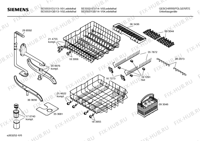 Схема №6 SE55531GB с изображением Инструкция по установке и эксплуатации для посудомоечной машины Siemens 00580461