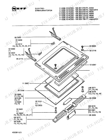 Взрыв-схема плиты (духовки) Neff 195301072 F-1038.13HCSG - Схема узла 03