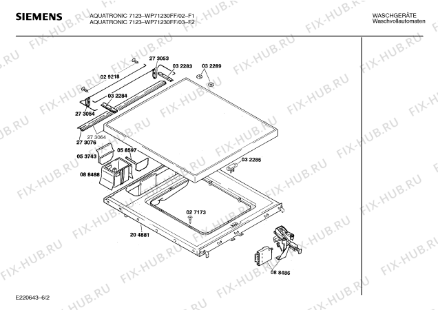 Схема №6 WP71230FF, AQUATRONIC 7123 с изображением Панель управления для стиралки Siemens 00273499
