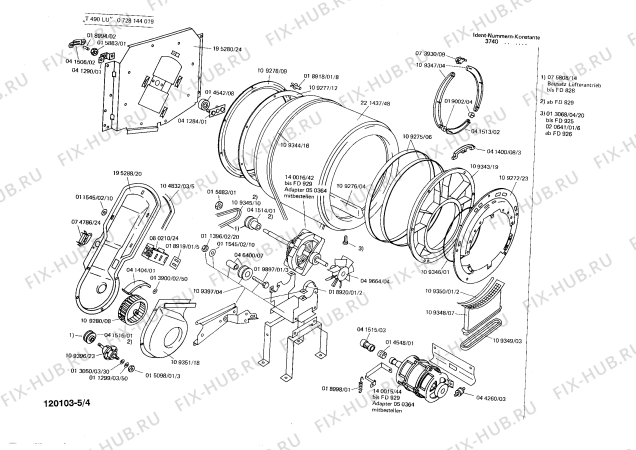 Взрыв-схема сушильной машины Bosch 0728144019 T490LU - Схема узла 04