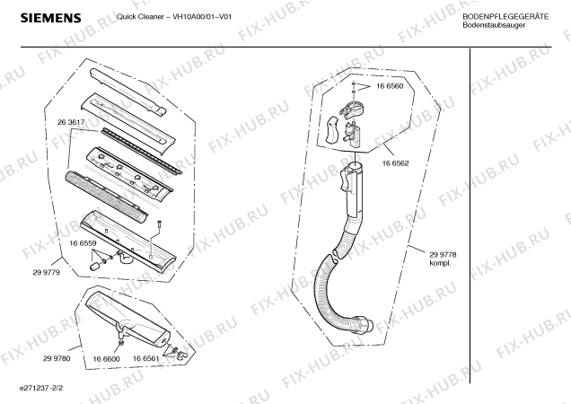 Схема №2 VH10A00 QUICK CLEANER с изображением Инструкция по эксплуатации для мини-пылесоса Siemens 00520349