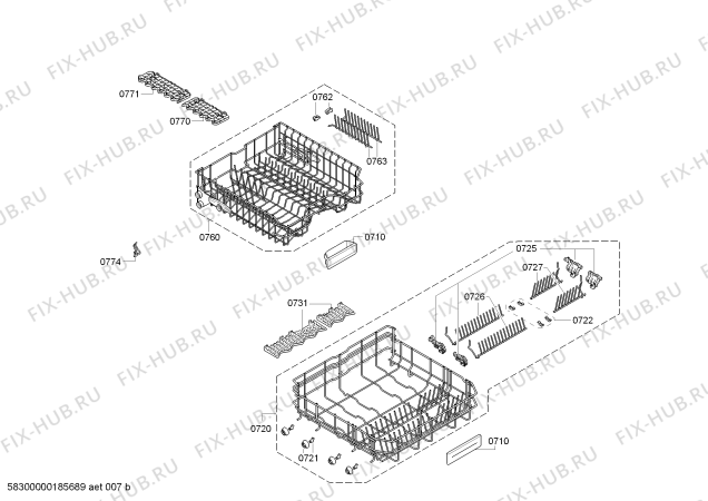 Взрыв-схема посудомоечной машины Bosch SMU58P05EU Active Water Eco - Схема узла 07