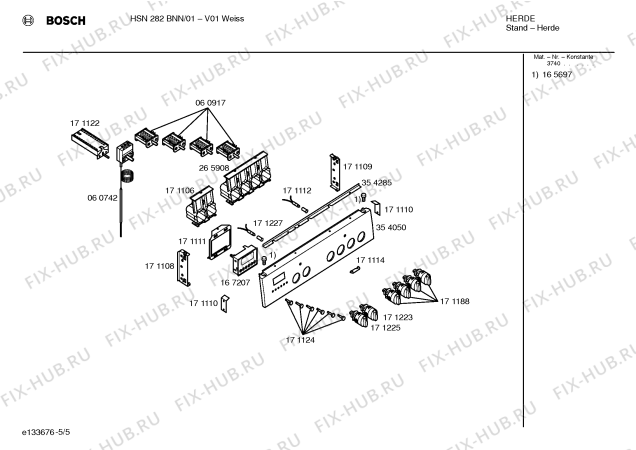Схема №1 HSN282BNN с изображением Инструкция по эксплуатации для плиты (духовки) Bosch 00527582
