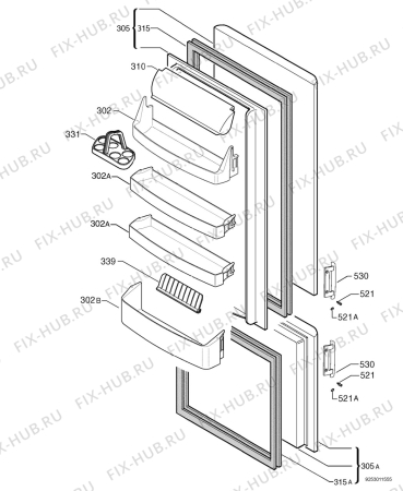 Взрыв-схема холодильника Electrolux ERB3123 - Схема узла Door 003