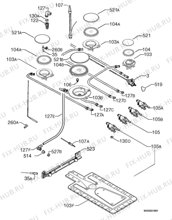 Взрыв-схема плиты (духовки) Electrolux EKG603302W - Схема узла Functional parts