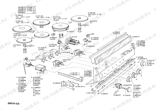 Взрыв-схема плиты (духовки) Siemens HS6428 - Схема узла 02