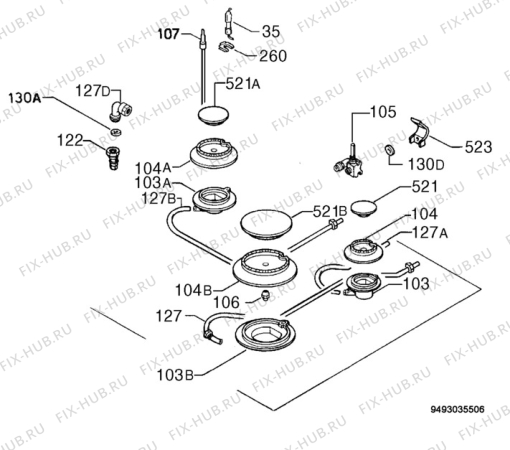 Взрыв-схема плиты (духовки) Aeg Electrolux 61515C-M - Схема узла Functional parts 267