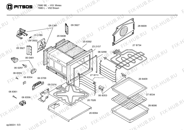Схема №5 7680WL с изображением Переключатель для электропечи Bosch 00060438
