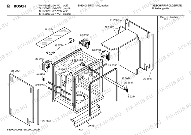 Взрыв-схема посудомоечной машины Bosch SHI5600EU - Схема узла 03