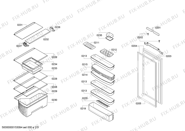 Схема №3 K6614X8 с изображением Дверь для холодильника Bosch 00247348