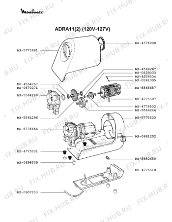 Взрыв-схема мясорубки Moulinex ADRA11(2) - Схема узла MP001060.6P2