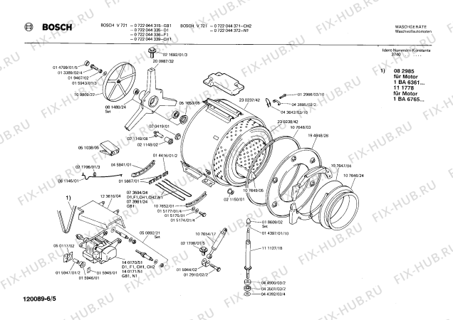 Схема №5 0722044335 V721 с изображением Электролиния Bosch 00050856