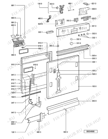 Взрыв-схема посудомоечной машины Whirlpool ADG 986 NB - Схема узла