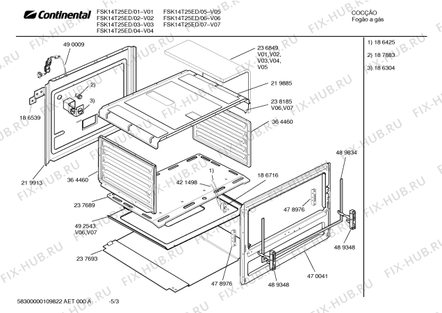 Взрыв-схема плиты (духовки) Continental FSK14T25ED Capri II - Схема узла 03