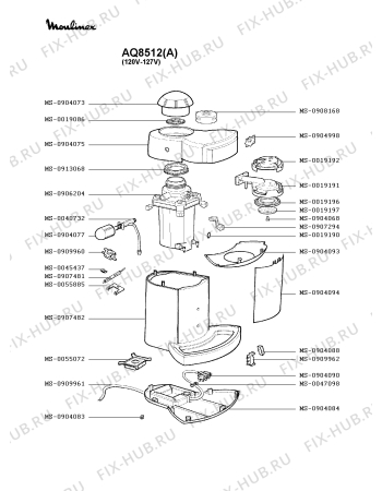 Взрыв-схема кофеварки (кофемашины) Moulinex AQ8512(A) - Схема узла BP001891.1P2