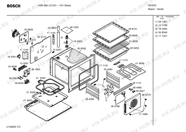 Схема №5 HSN882LEU с изображением Инструкция по эксплуатации для духового шкафа Bosch 00584822