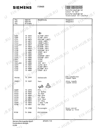 Схема №7 FS9481 с изображением Сервисная инструкция для жк-телевизора Siemens 00535234