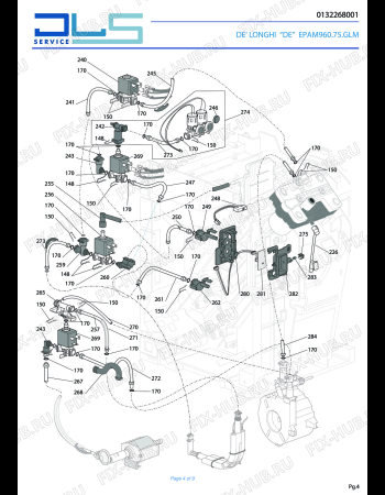 Взрыв-схема кофеварки (кофемашины) DELONGHI MAESTOSA  EPAM960.75.GLM - Схема узла 4