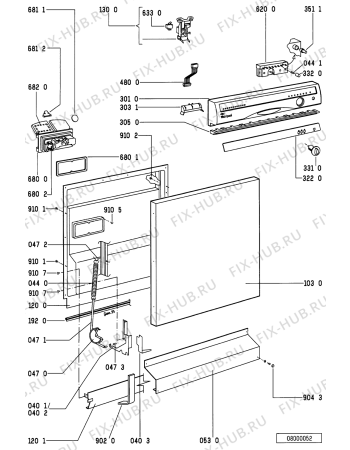 Схема №2 ADP 931 WH с изображением Обшивка для посудомоечной машины Whirlpool 481245379377