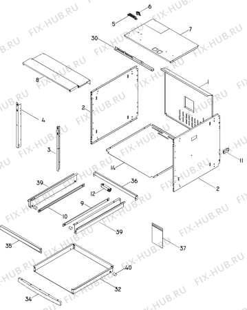 Взрыв-схема плиты (духовки) Electrolux EOB170 - Схема узла H20 Housing F