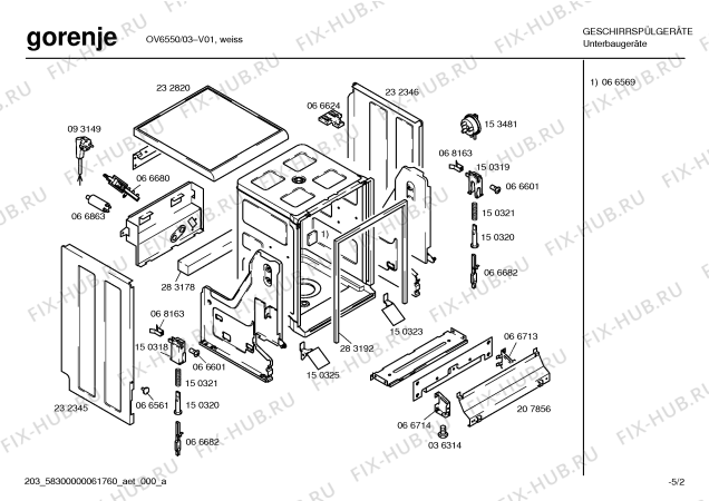 Схема №3 OV6550 с изображением Кабель для посудомойки Bosch 00283956