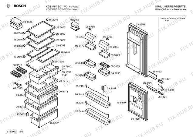 Схема №1 KGS3797IE с изображением Переключатель для холодильника Bosch 00168441