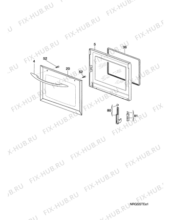 Взрыв-схема плиты (духовки) Electrolux EK6721W1  M.BL.VITRO - Схема узла Door 003