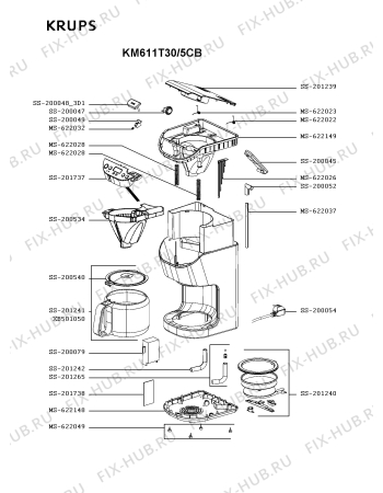 Схема №1 KM611T30/5CA с изображением Трубка для электрокофемашины Krups SS-201242