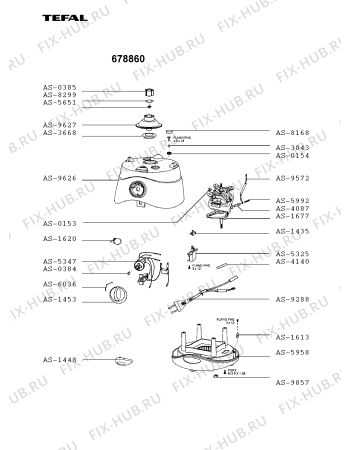 Взрыв-схема блендера (миксера) Tefal 678860 - Схема узла VP002652.7P2