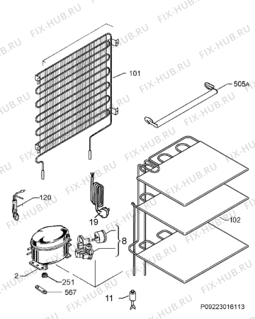 Взрыв-схема холодильника Zanussi ZFT11111WA - Схема узла Cooling system 017
