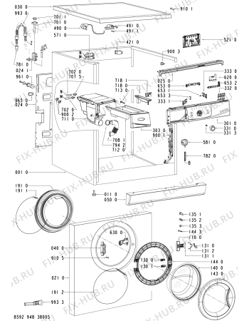 Схема №2 AWO/D 7086 с изображением Обшивка для стиралки Whirlpool 480111100047