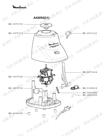 Взрыв-схема блендера (миксера) Moulinex AAW542(1) - Схема узла CP001207.2P3
