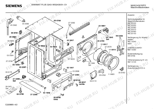Схема №4 WI32430 SIWAMAT PLUS 3243 с изображением Кронштейн для стиралки Siemens 00150175
