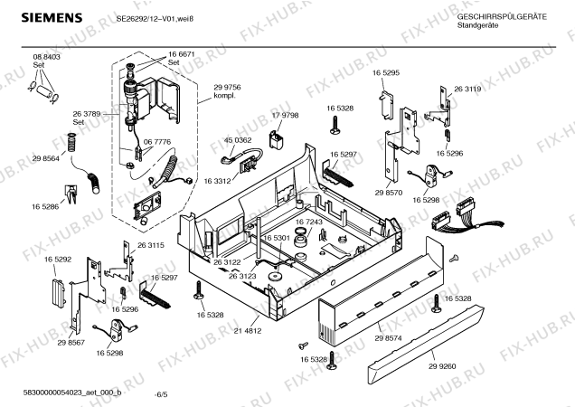 Схема №6 SE26292 с изображением Инструкция по эксплуатации для посудомоечной машины Siemens 00527696