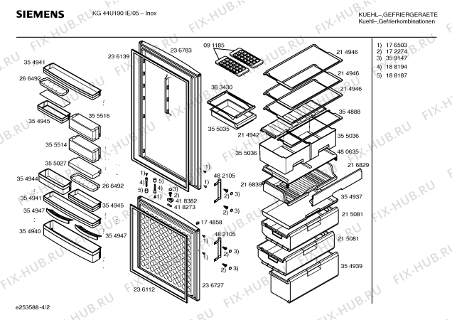 Схема №2 KG44U190IE с изображением Крышка для холодильника Siemens 00182552