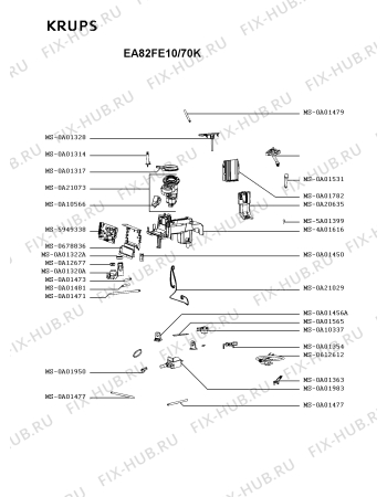 Взрыв-схема кофеварки (кофемашины) Krups EA82FE10/70K - Схема узла HP005408.9P2