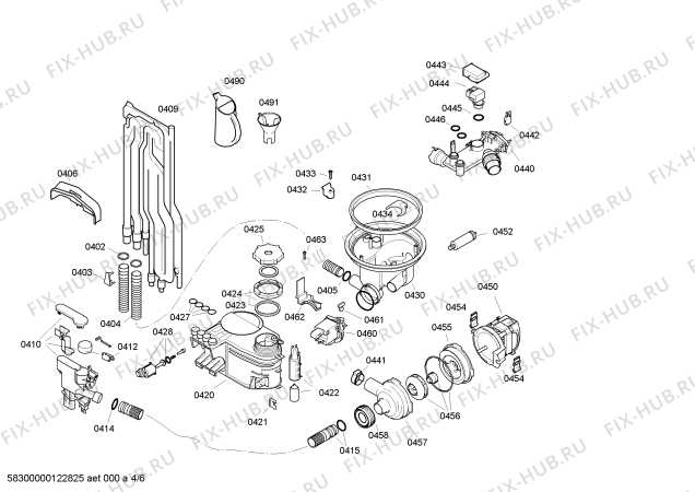 Взрыв-схема посудомоечной машины Bosch SGI43E35EU - Схема узла 04