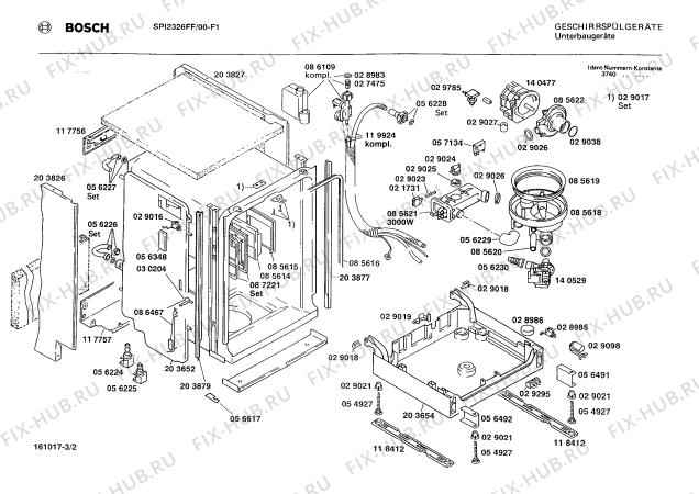 Взрыв-схема посудомоечной машины Bosch SPI2326FF - Схема узла 02